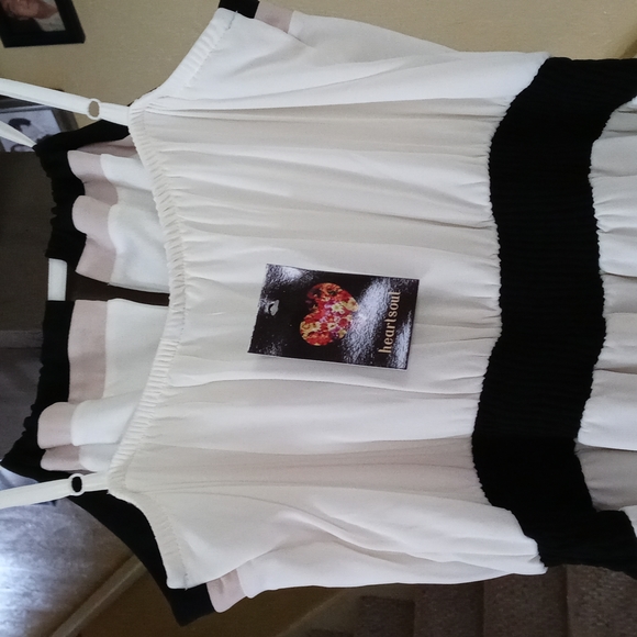 Cream Colored HeartSoul Long Spaghetti Strap Dress NWT Women's Size Medium - Picture 7 of 7